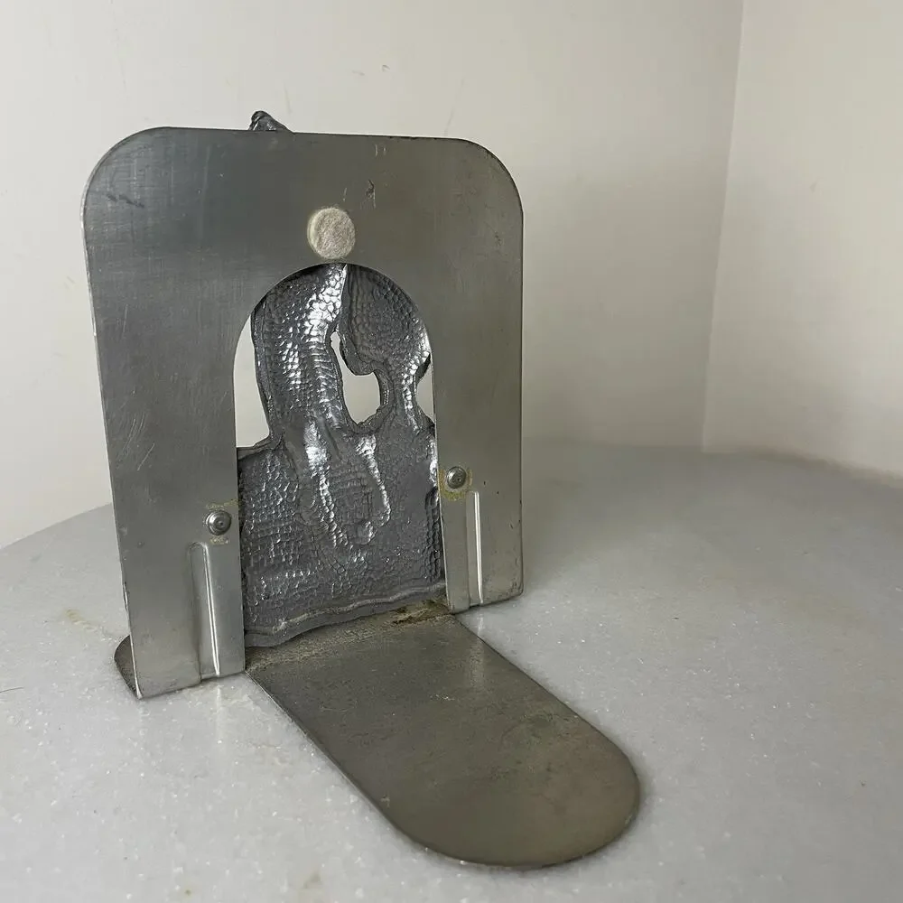 Golfer Bookends Silver Pewter Tone Metal Golf Golfing PGA
